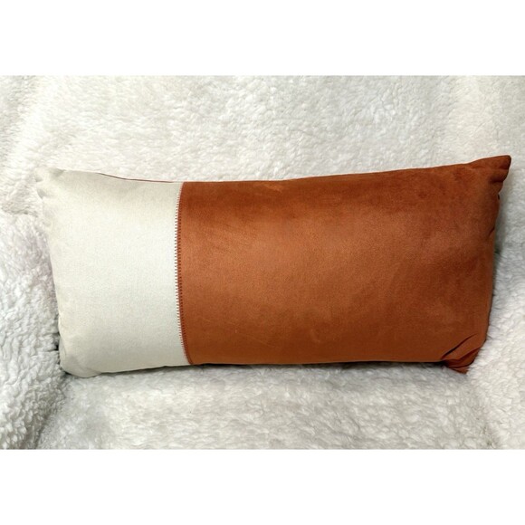 Threshold Oversized Colorblock Pieced Suede Lumbar Throw Pillow 12 X 24in - Picture 5 of 6